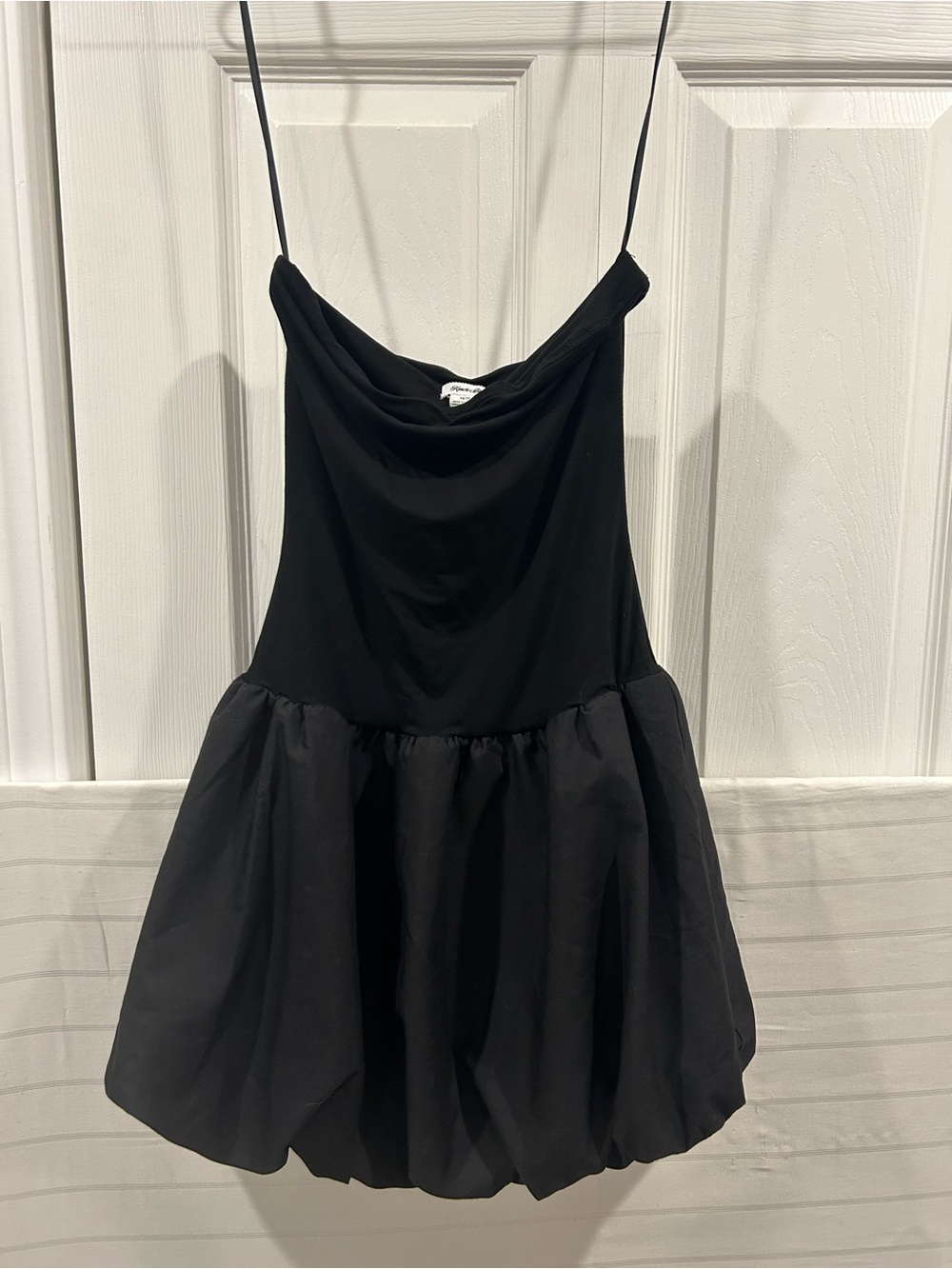 Tube Bubble Hem Mini Dress in Black